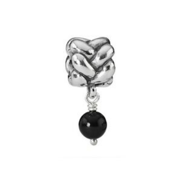 Pandora Sterling sterling Silver Black Onyx Dangle Charm   Retired - Picture 1 of 7